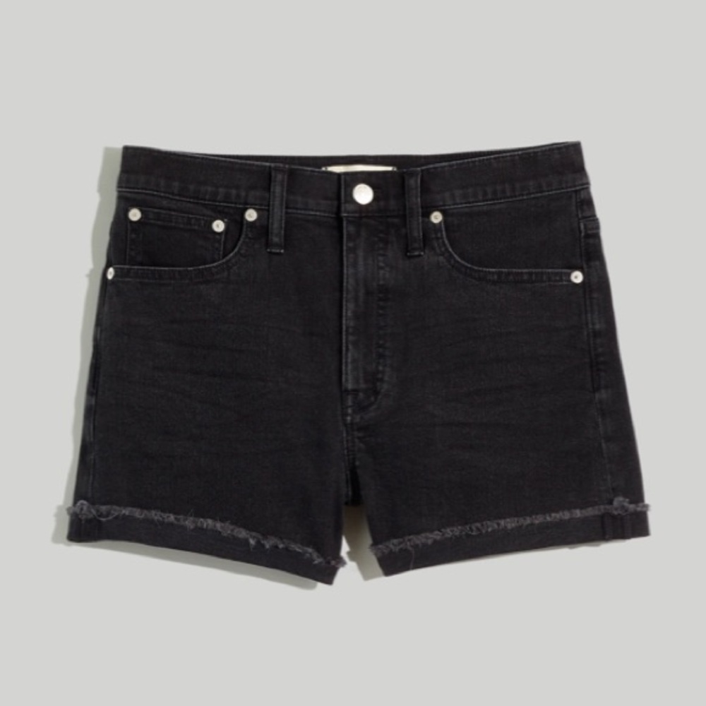 Madewell High Rise Denim Shorts in Washed Black
